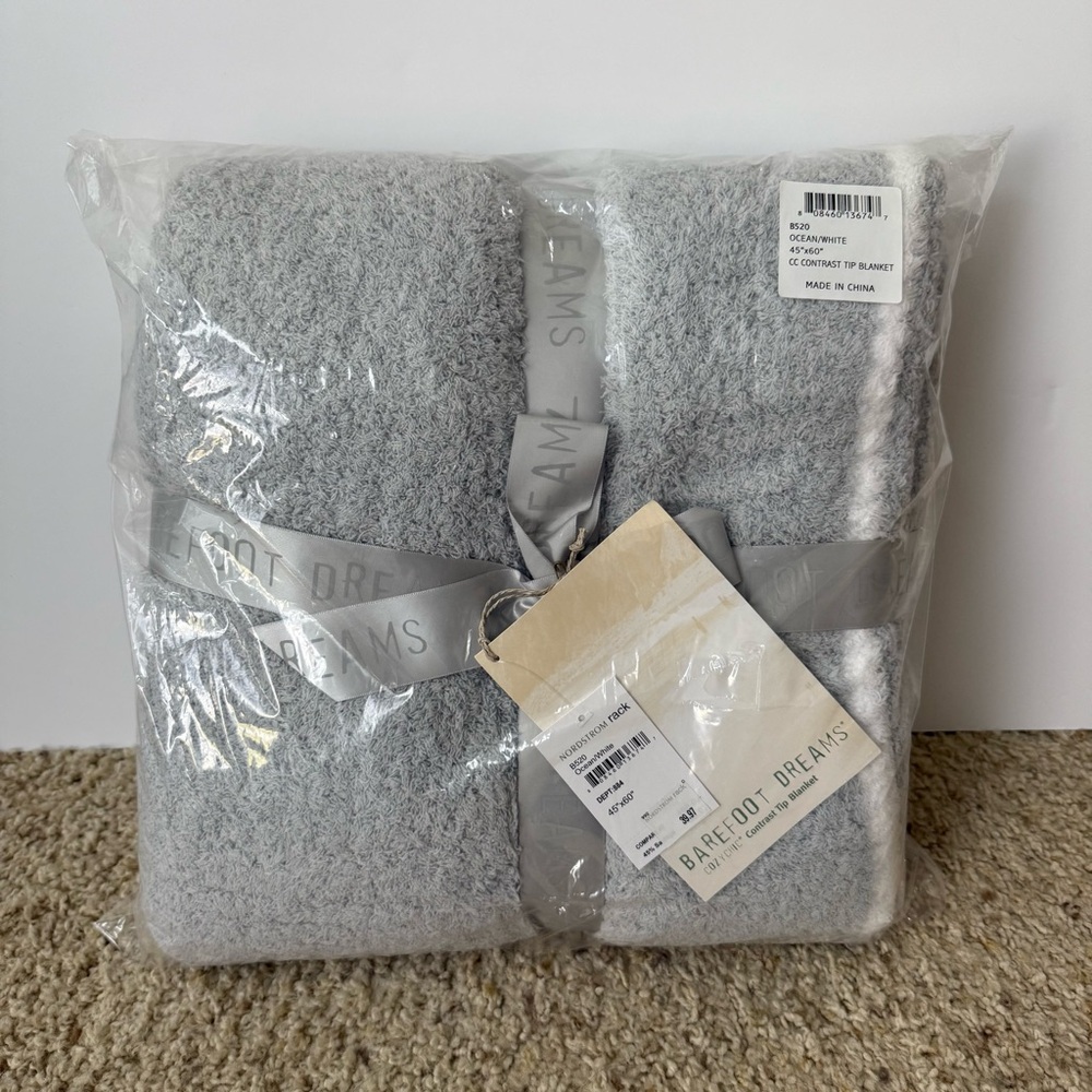 Barefoot Dreams Soft Gray Throw Blanket